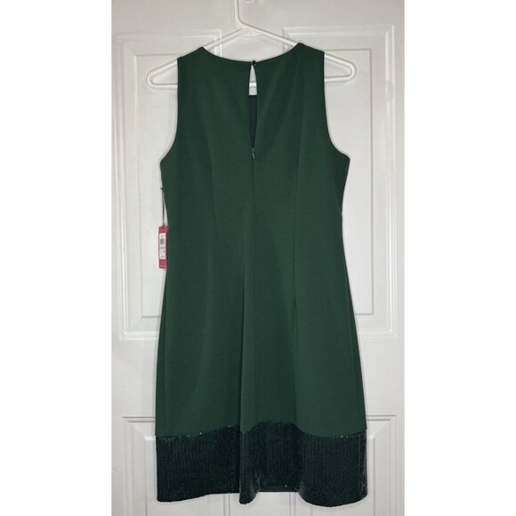 NWT VINCE CAMUTO Green Sequin Lined Stretch Sleeveless Sheath Dress Sz 6 $148 - Picture 2 of 10